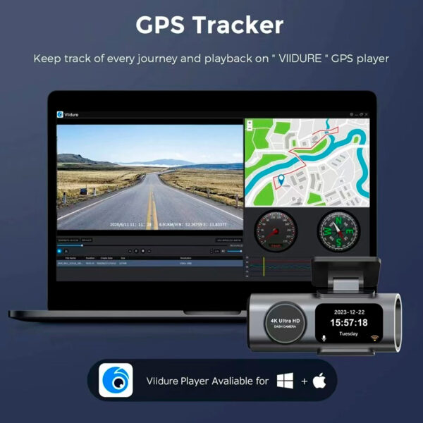 Cámara de Tablero Dual 4K UHD Frontal y 1080P Trasera con WiFi, Control de App Inteligente, Visión Nocturna Súper, Sensor G, Grabación en Bucle - Imagen 9